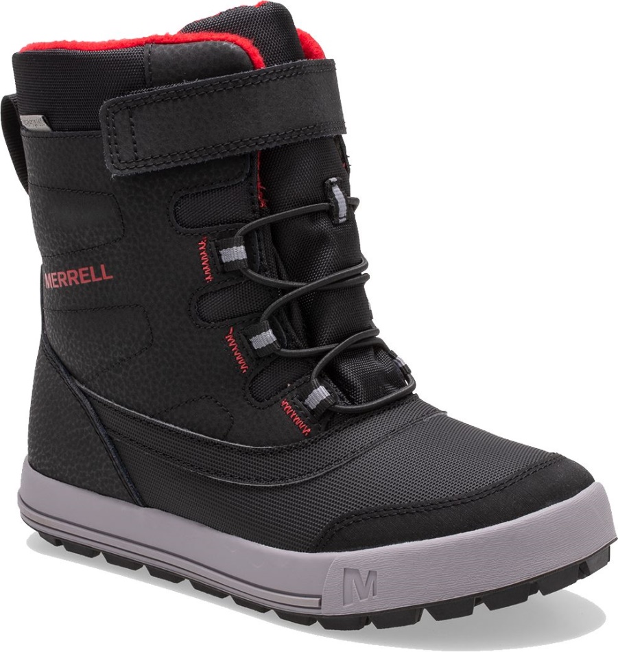 Botas Impermeables Para Niños Merrell Snow Storm Negro-gris-rojo