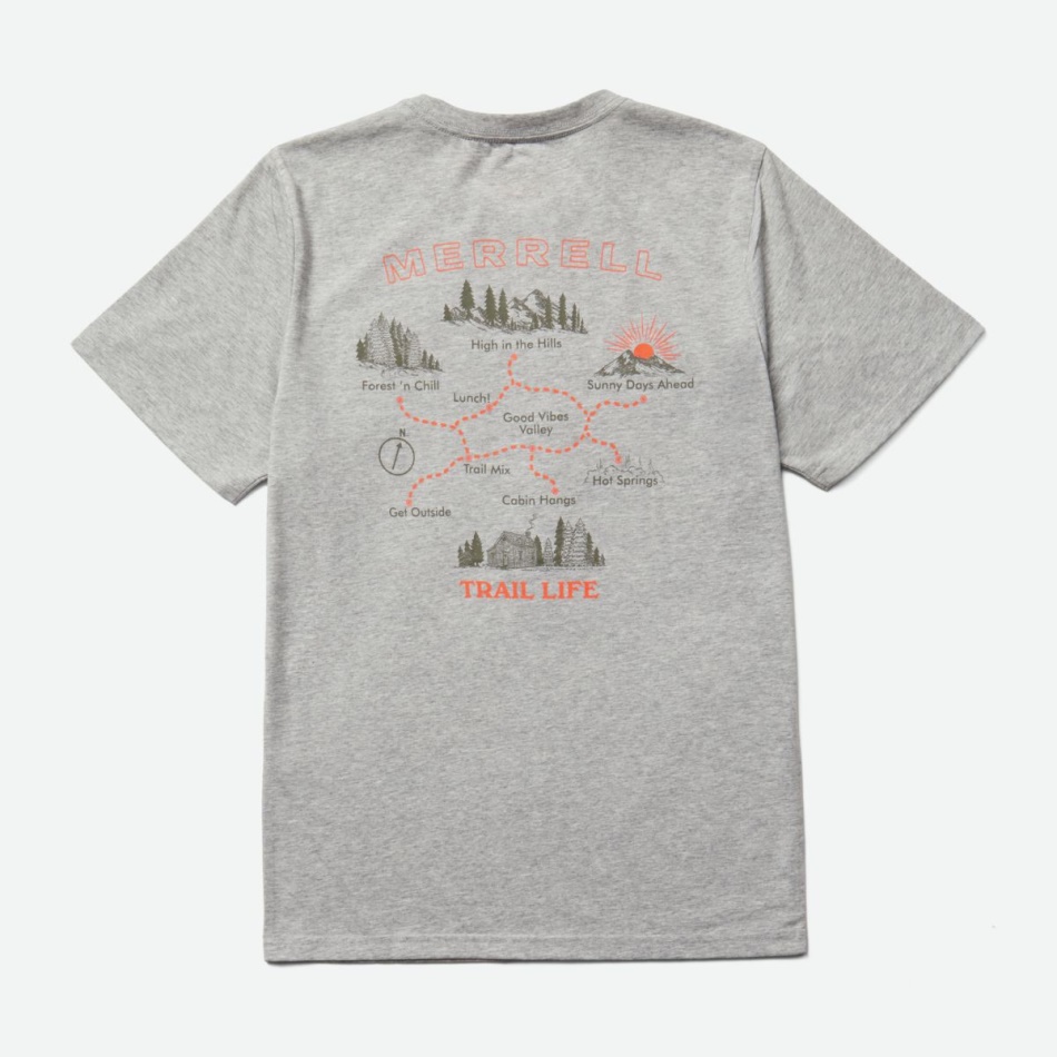 Merrell Playera Con Gráfico De Mapa Para Hombre Gris Jaspeado