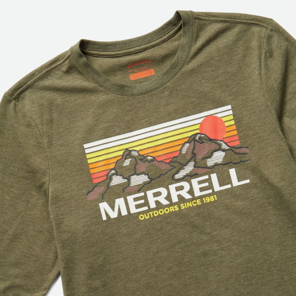 Merrell Camiseta De Manga Larga De Las Montañas De Merrell Para Hombre Polvoriento Oliva Jaspeado
