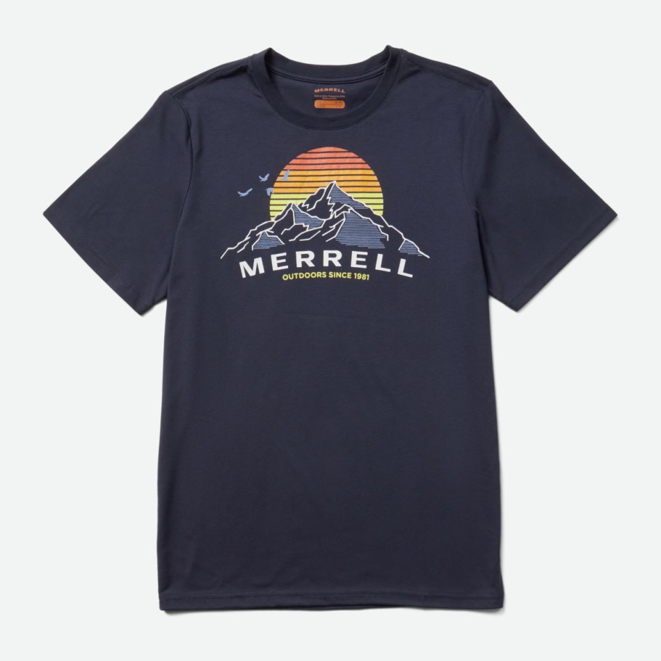 Merrell Hombres Merrell Montañas Camiseta Azul Marino
