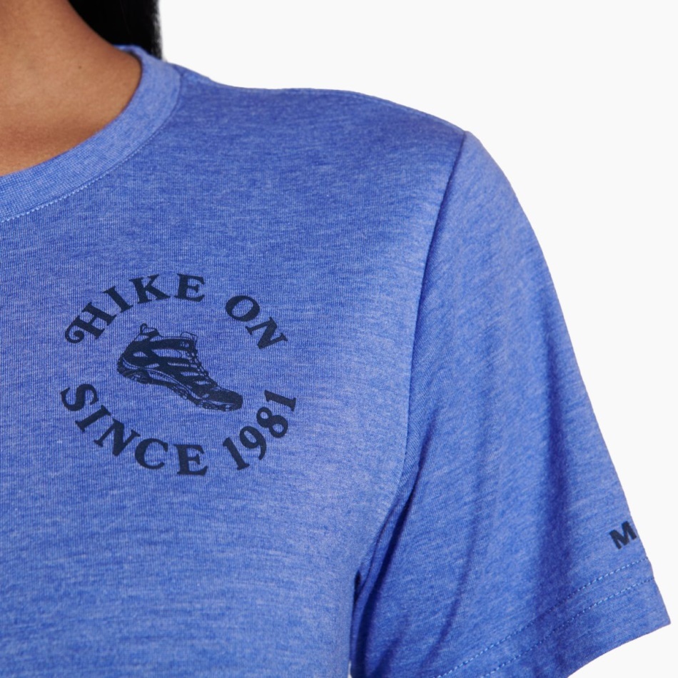 Merrell Caminata En Camiseta De Mujer Baja Azul Jaspeado