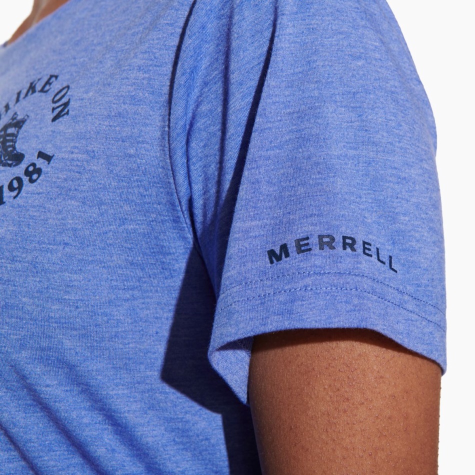 Merrell Caminata En Camiseta De Mujer Baja Azul Jaspeado