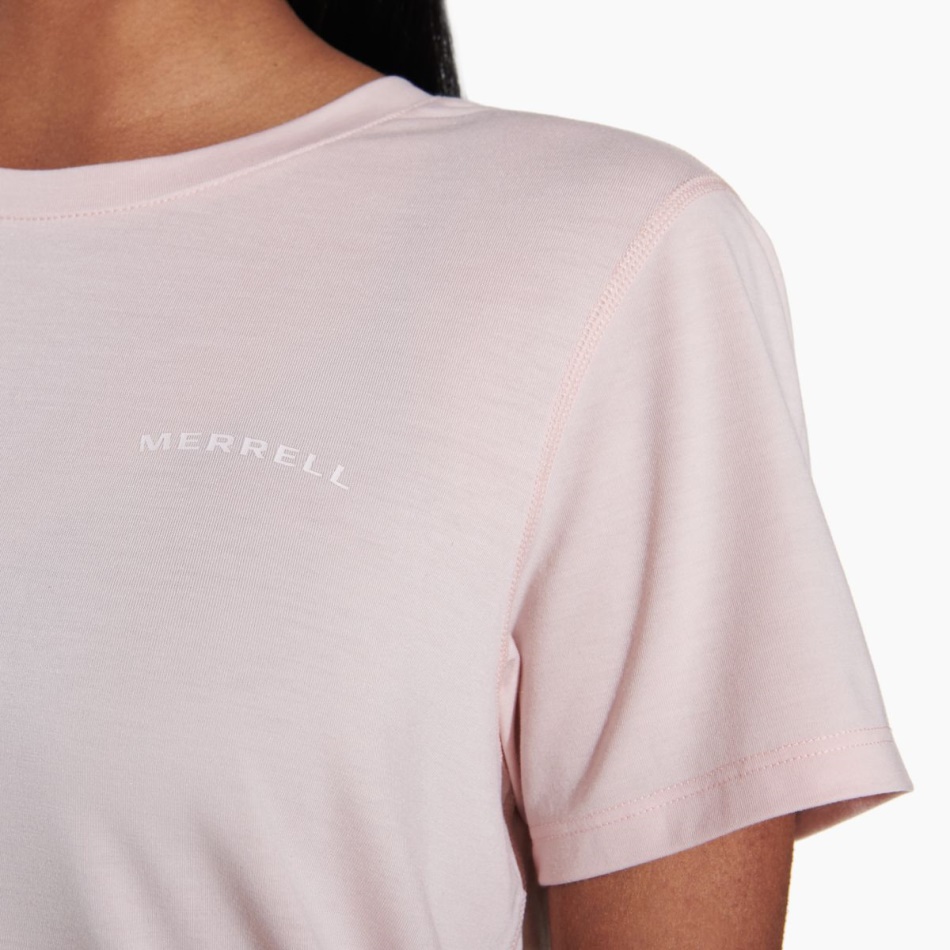 Merrell Mujer Tencel™ Camiseta De Manga Corta Rosa Humo