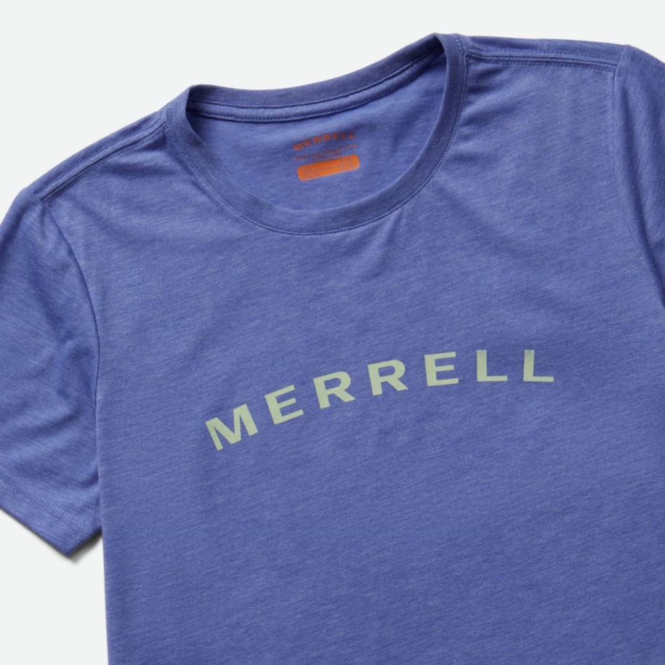 Camiseta De Manga Corta Merrell Wordmark Para Mujer Baja Blue Heather